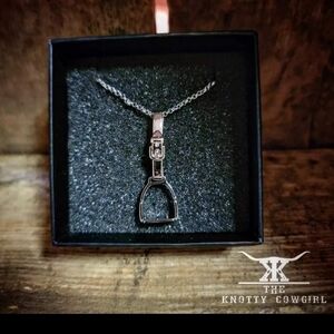 English Stirrup Silver Necklace